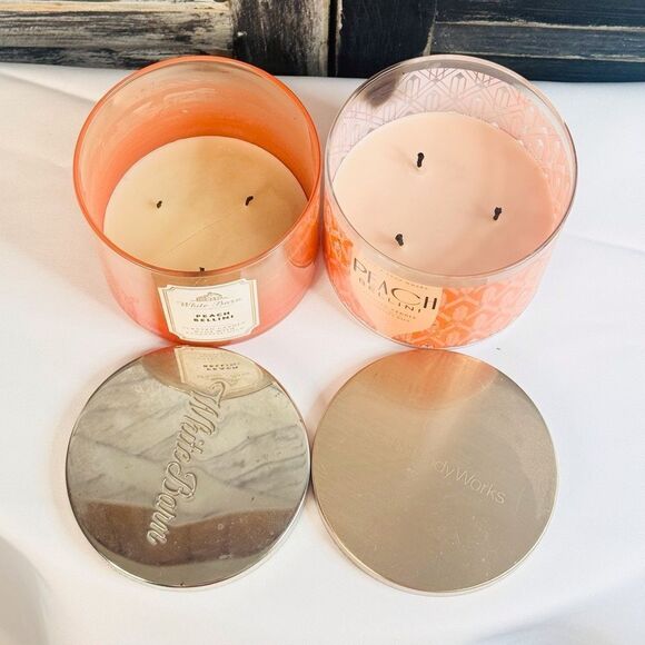 Peach Bellini 3-Wick Candles, Used - Picture 2 of 3